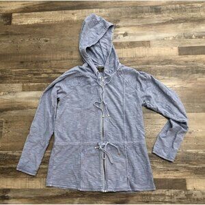 Tommy Bahama Womens Medium Blue Full Zip Hoodie Sweatshirt